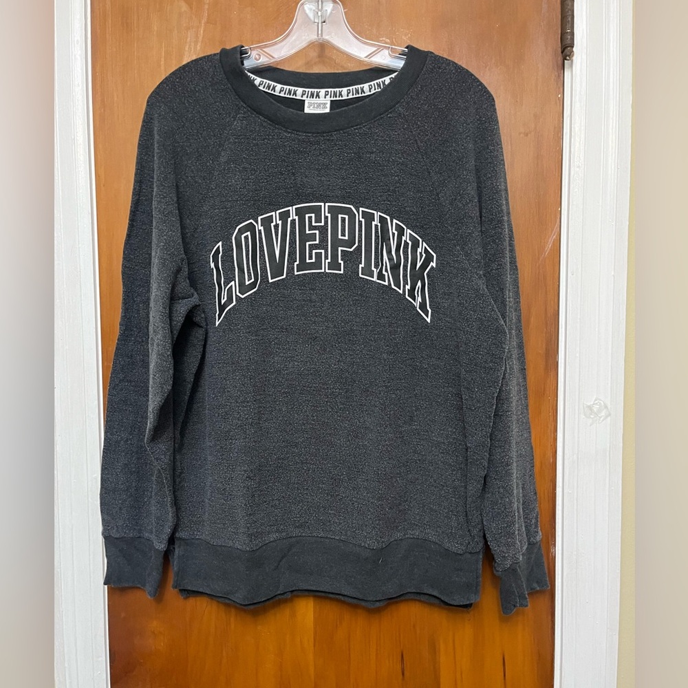 Pink Victoria Secret gray crewneck sweatshirt S